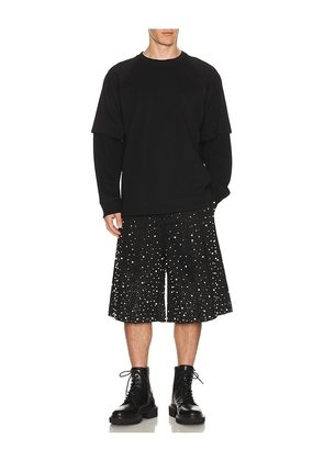 Birth Of Royal Child Pearl Pleated Wide Shorts in Black. Size S. Also in L, XL/1X.
