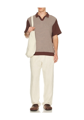 Brixton Theo Jacquard Short Sleeve Polo in Brown. Size S. Also in L, M, XL/1X.