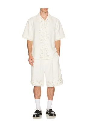Birth Of Royal Child Layered Hexa Shorts in White. Size S. Also in M, L, XL/1X.