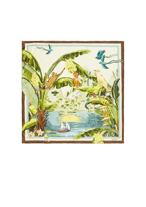 Alemais Toucan Tango Silk Scarf in Green,Blue.