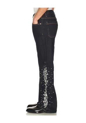 Birth Of Royal Child Embroidered Pearl Flared Trousers in Black. Size S. Also in XL/1X.