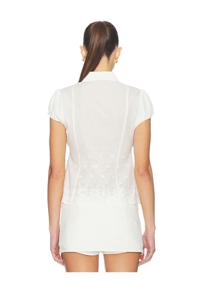 GUIZIO Rinka Embroidered Blouse in White. Size L. Also in XXS, XS, S, M.