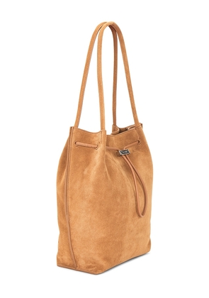 BY FAR Kayla Suede Shoulder Bag in Tan.