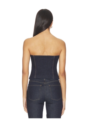 Alice + Olivia Kelcey Denim Strapless Vest Top in Navy. Size 0. Also in 2, 4, 8, 10, 12.