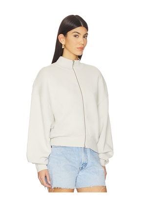 AGOLDE Jensen Zip Up Sweatshirt in Ivory. Size L. Also in XS, S, M, XL.
