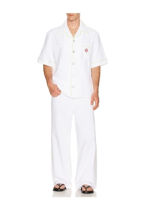Casablanca Towelling Monogram Shirt in White. Size M. Also in L, XL/1X, XXL/2X.