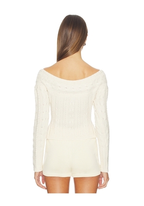 GUIZIO Cosette Off The Shoulder Sweater in Cream. Size L. Also in XXS, XS, S, M, XL.