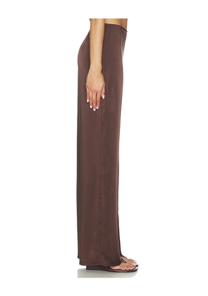 Bardot Devin Mid Rise Satin Pant in Chocolate. Size 2. Also in 4, 6, 8, 10.