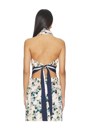 Cinq a Sept Trailing Iris Asher Top in Rose,Blue. Size L. Also in M, S.