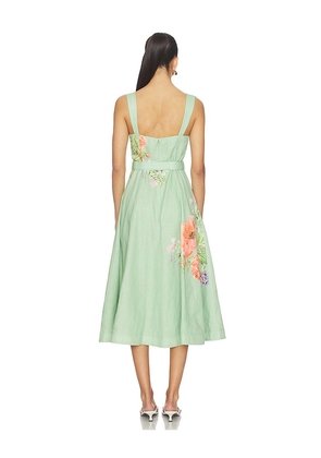 HEMANT AND NANDITA Midi Dress With Buckle Belt in Mint. Size L. Also in M, S, XL, XXS.