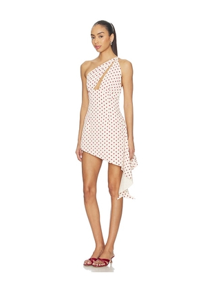 BY.DYLN Elina Mini Dress in Neutral,Red. Size L. Also in XS, S, M.