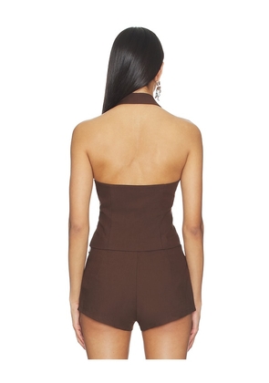 BY.DYLN Mila Top in Chocolate. Size L. Also in M, S, XL, XS.