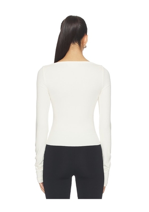 Eterne Long Sleeve Boatneck Top in Cream. Size M. Also in XS, S, L.