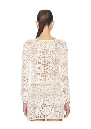 Calle Del Mar Daisy Chain Crochet Cardigan in Cream. Size L. Also in XS, S.
