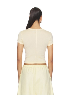 Enza Costa Supima Baby Rib Cropped Tee in Yellow. Size XS. Also in S, M.