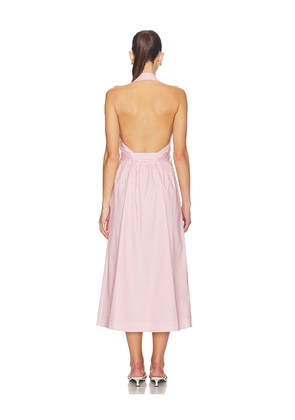 CAROLINE CONSTAS Hadley Midi Dress in Pink. Size L. Also in M, S, XS.