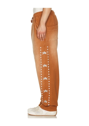 Barriers Worldwide x Jimi Hendrix Buster Sweatpants in Burnt Orange. Size L. Also in S, XL/1X.