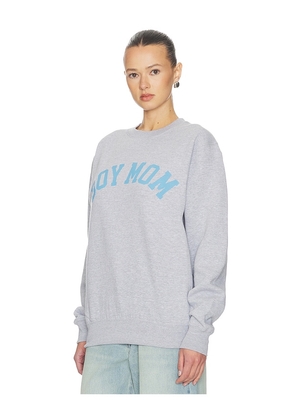 DEPARTURE Boy Mom Sweatshirt in Grey. Size L. Also in M, S.