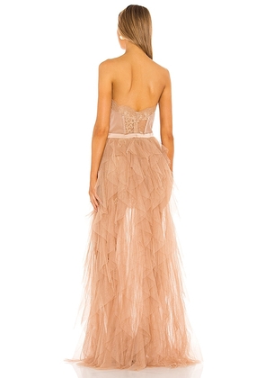For Love & Lemons X REVOLVE Bustier Gown in Taupe. Size XL. Also in XS, L.