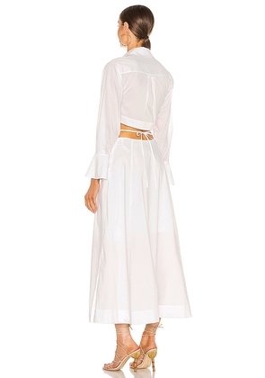 SIMKHAI Alex Pleated Cut Out Dress in White. Size M. Also in 0, XS.