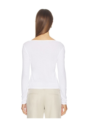 Enza Costa Fine Supima Cotton Long Sleeve Boatneck in White. Size L. Also in S, M.