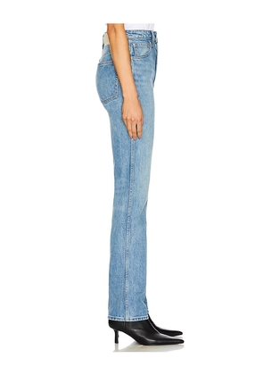 GRLFRND Sara Super High Rise Slim Straight Jeans in Denim-Medium. Size 24. Also in 23, 25, 26, 27, 28.