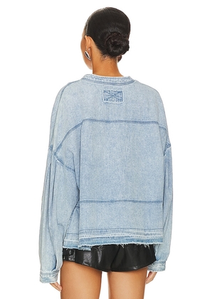 Free People x We The Free Jude Denim Pullover In Vintage Indigo in Denim-Light. Size M. Also in L, XL.