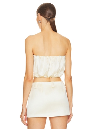 Helsa Heavy Satin Bubble Top in Ivory. Size XL. Also in L.