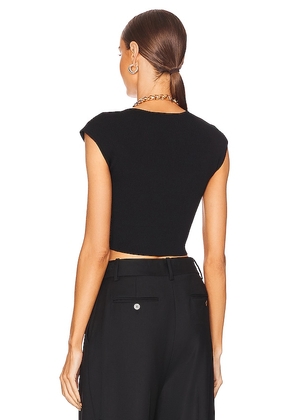 SIMKHAI Abia Cropped Tee in Black. Size M. Also in XS, L.