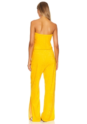 MONROW Bandeau Jumpsuit in Yellow. Size S. Also in XS, M, L, XL.