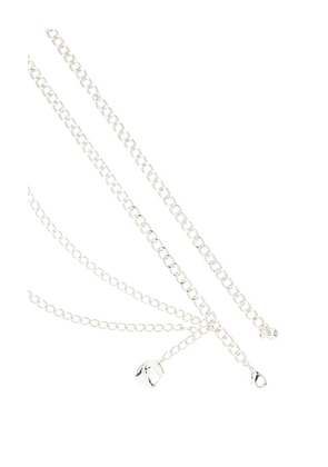 Ettika Modern Edge Layered Waist Chain in Metallic Silver.