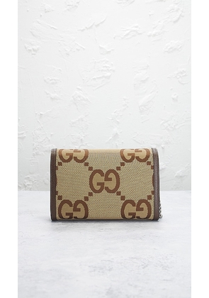 FWRD Renew Gucci Jumbo GG Mini Dionysus Shoulder Bag in Brown.