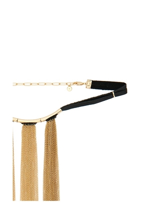 Ettika Hanging By A Moment Necklace in Black,Metallic Gold.