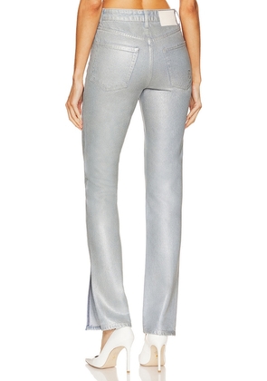 GRLFRND Harlow Coated High Rise Boot Jeans in Metallic Silver. Size 24. Also in 23.
