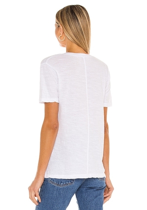 MONROW Oversized V Neck Tee in White. Size M. Also in S, XS.