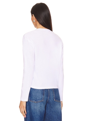 James Perse Long Sleeve Tee in White. Size 1/S. Also in 0/XS, 2/M, 3/L, 4/XL.