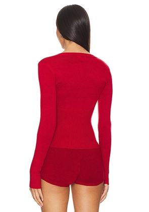 Frankies Bikinis Lenon Cloud Knit Sweater in Red. Size S. Also in XS, M.