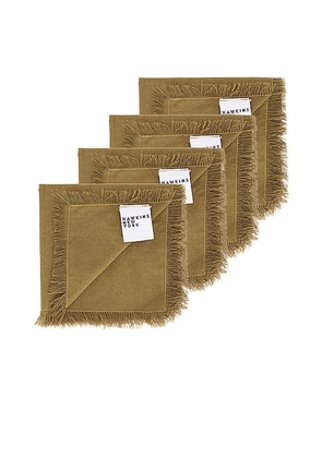 HAWKINS NEW YORK Essential Set Of 4 Cocktail Napkins in Olive.