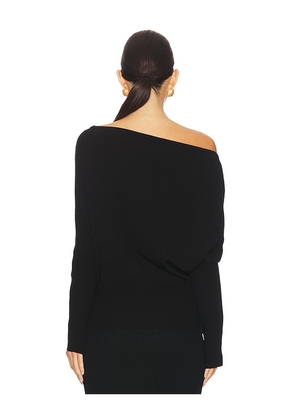 SIMKHAI Lavina Draped Off Shoulder Sweater in Black. Size S. Also in XS, M.