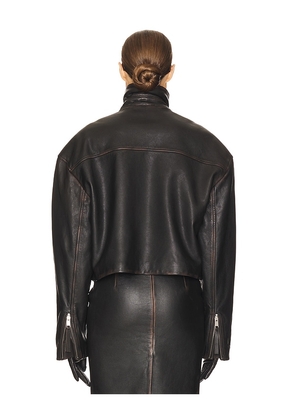 Helsa The Leather Oversized Moto Jacket in Black. Size M. Also in L, XL.