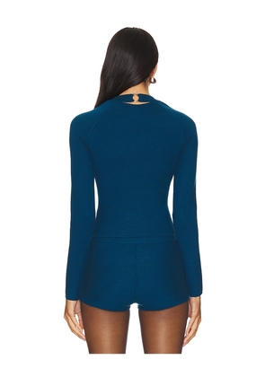 fleur du mal Knit Underbust Long Sleeve Top in Teal. Size XS. Also in S.