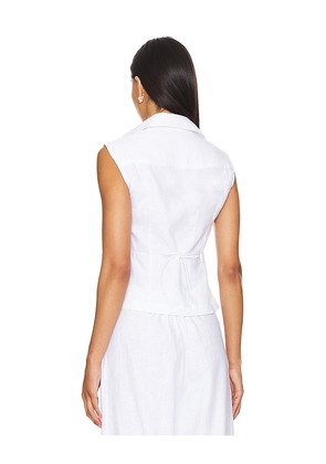 FAITHFULL Antibes Sleeveless Wrap Shirt in White. Size XS. Also in S.