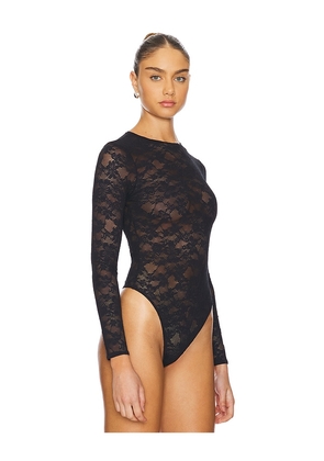 fleur du mal Le Stretch Long Sleeve Bodysuit in Black. Size XS. Also in S, M, XL.