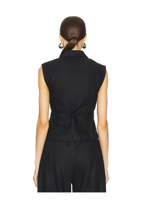 FAITHFULL Antibes Sleeveless Wrap Shirt in Black. Size XL. Also in XS, M, L.