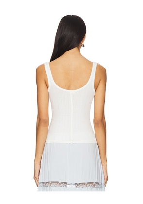 Free People End Game Pointelle Tank in White. Size M. Also in L, XL.
