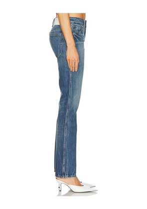 GRLFRND Isabel Low Rise Straight Jeans in Denim-Medium. Size 24. Also in 25, 26, 27, 28, 30, 32.