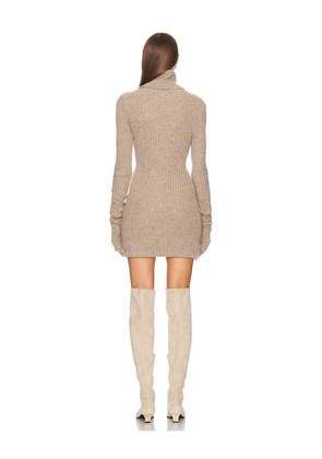 Helsa Lauren Mini Knit Dress in Beige. Size M. Also in L, XL.