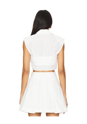 SIMKHAI Emie Cropped Box Sleeve Top in White. Size 10. Also in 0, 4, 6, 8.