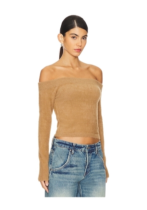 Good American Plush Off Shoulder Top in Tan. Size 4X. Also in 3X.