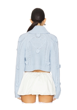 For Love & Lemons Rebecca Heart Sweater in Baby Blue. Size M. Also in XS, S, L.